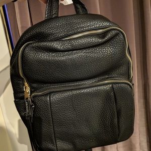 Black vegan leather backpack